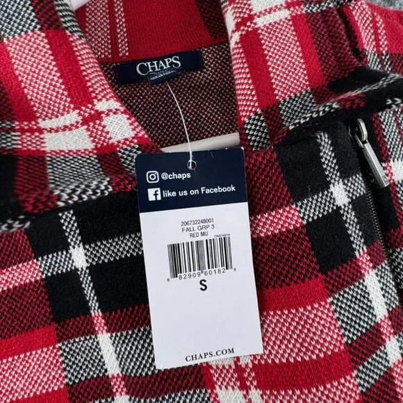 NWT Chaps Women’s Red Plaid Small Vest Zip Up Knit Heavy Warm Winter Sleeveless - Picture 6 of 11